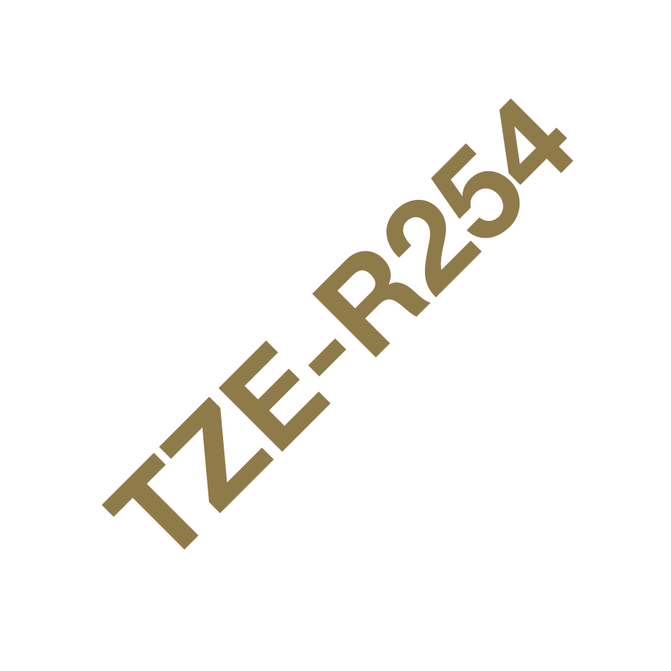 Originalt Brother TZe-R254 satinbånd – Guld på hvid, 24 mm bredt